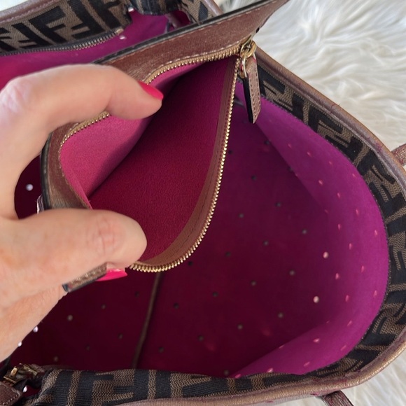 Authentic Fendi Pink Metallic Perforated Zip Tote - Picture 12 of 16